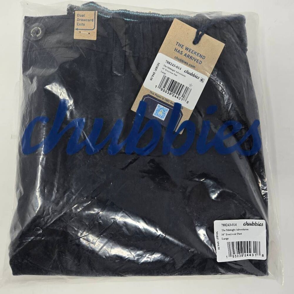 CHUBBIES EVERYWEAR PANT MENS LARGE 34" INSEAM BLACK MIDNIGHT ADVENTURES NEW - Picture 2 of 4
